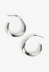 Silver Twist Oval Hoop Earrings, C431, small
