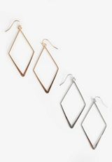 2 Pack Diamond Shape Drop Earrings, C1524, small