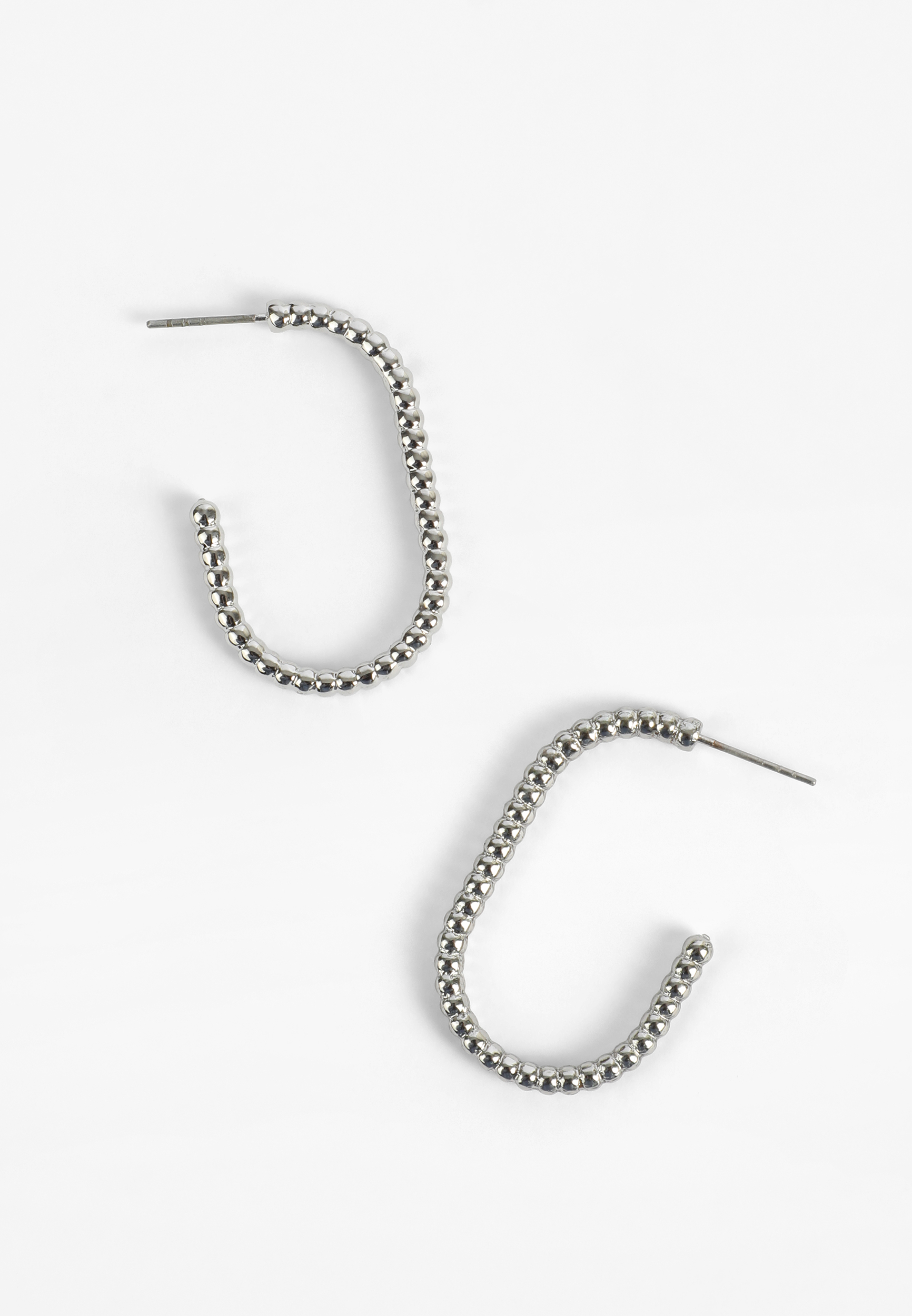 Silver Oval Hoop Earrings