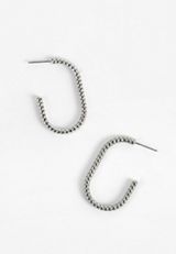 Silver Oval Hoop Earrings, C431, small