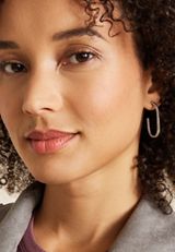 Silver Oval Hoop Earrings, C431, small