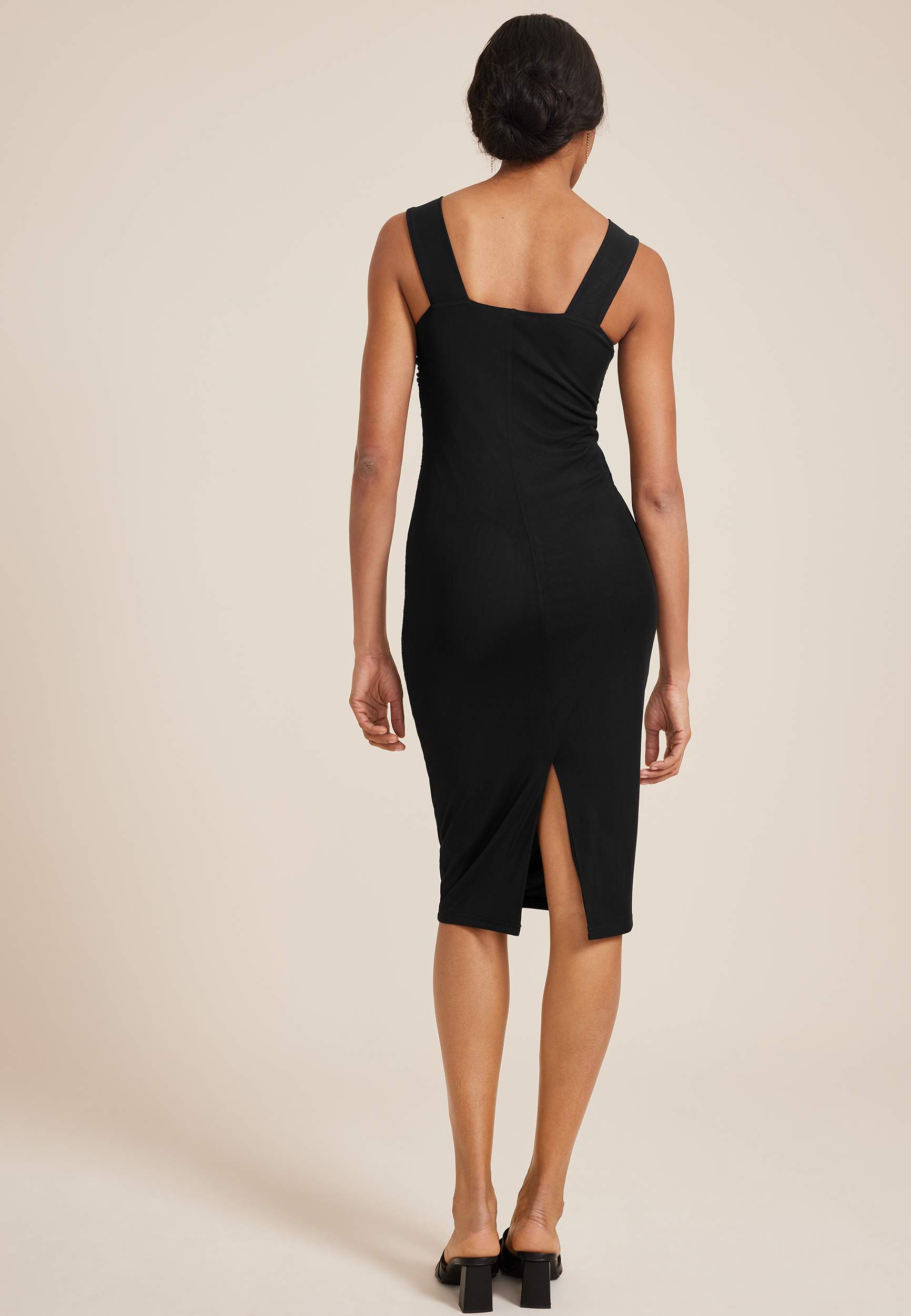 Bare Ruched Square Neck Midi Dress, C106, large