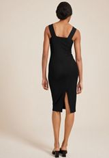 Bare Ruched Square Neck Midi Dress, C106, small