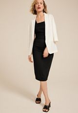 Bare Ruched Square Neck Midi Dress, C106, small