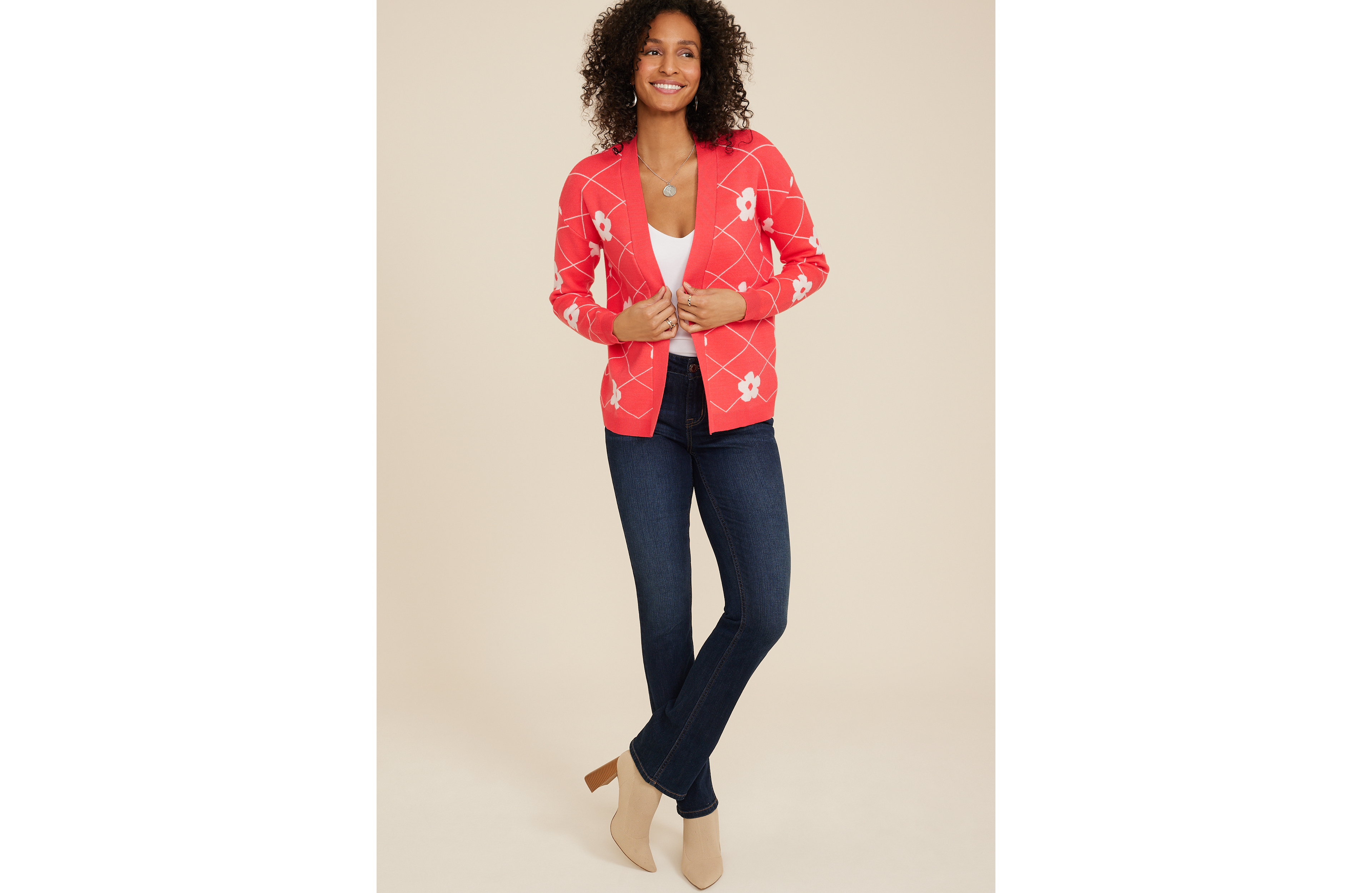 Floral Open Front Cardigan