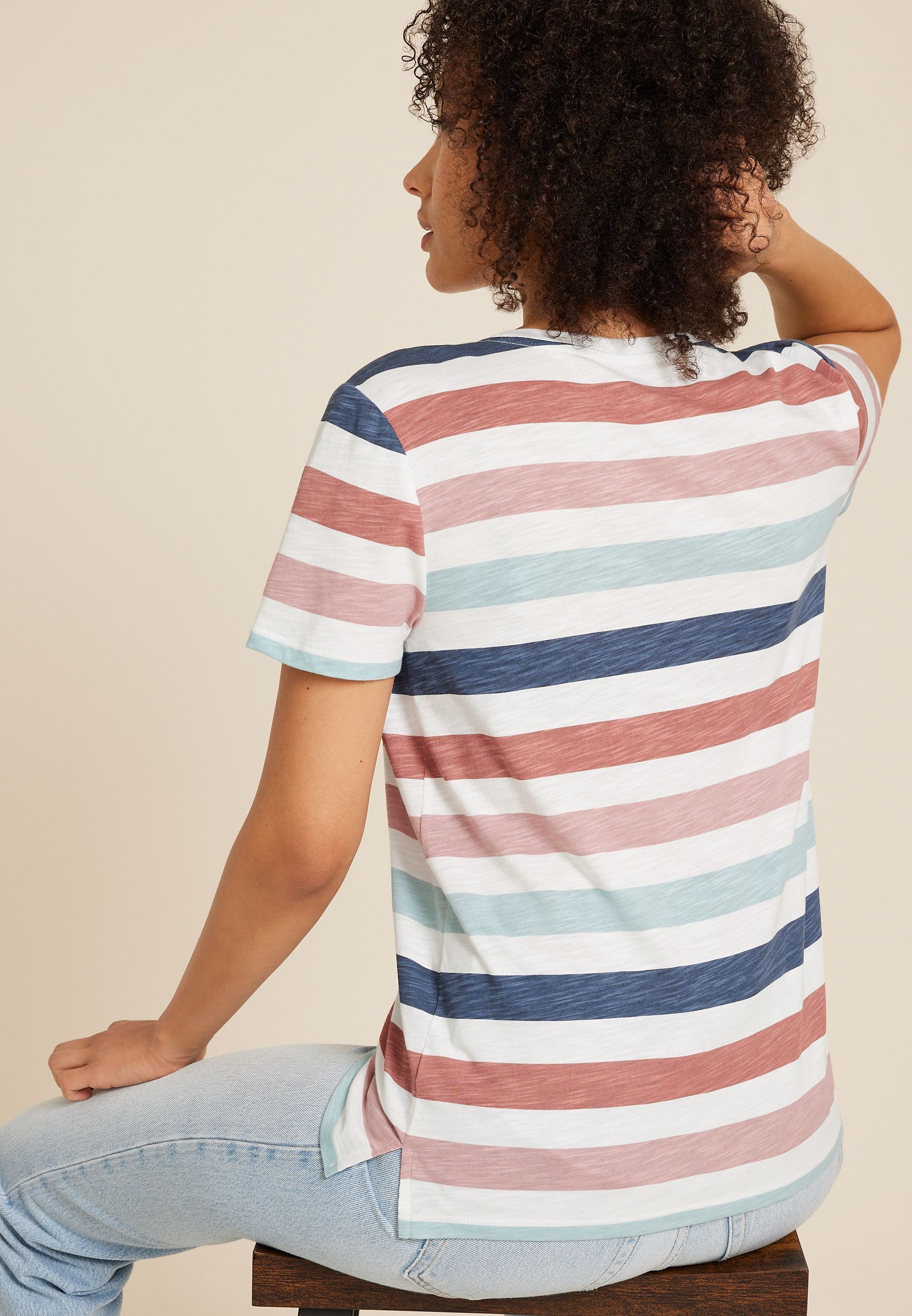 24/7 Dawson Striped Crew Neck Tee, MULTI, large