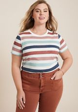 Plus Size 24/7 Dawson Striped Crew Neck Tee, C1524, small
