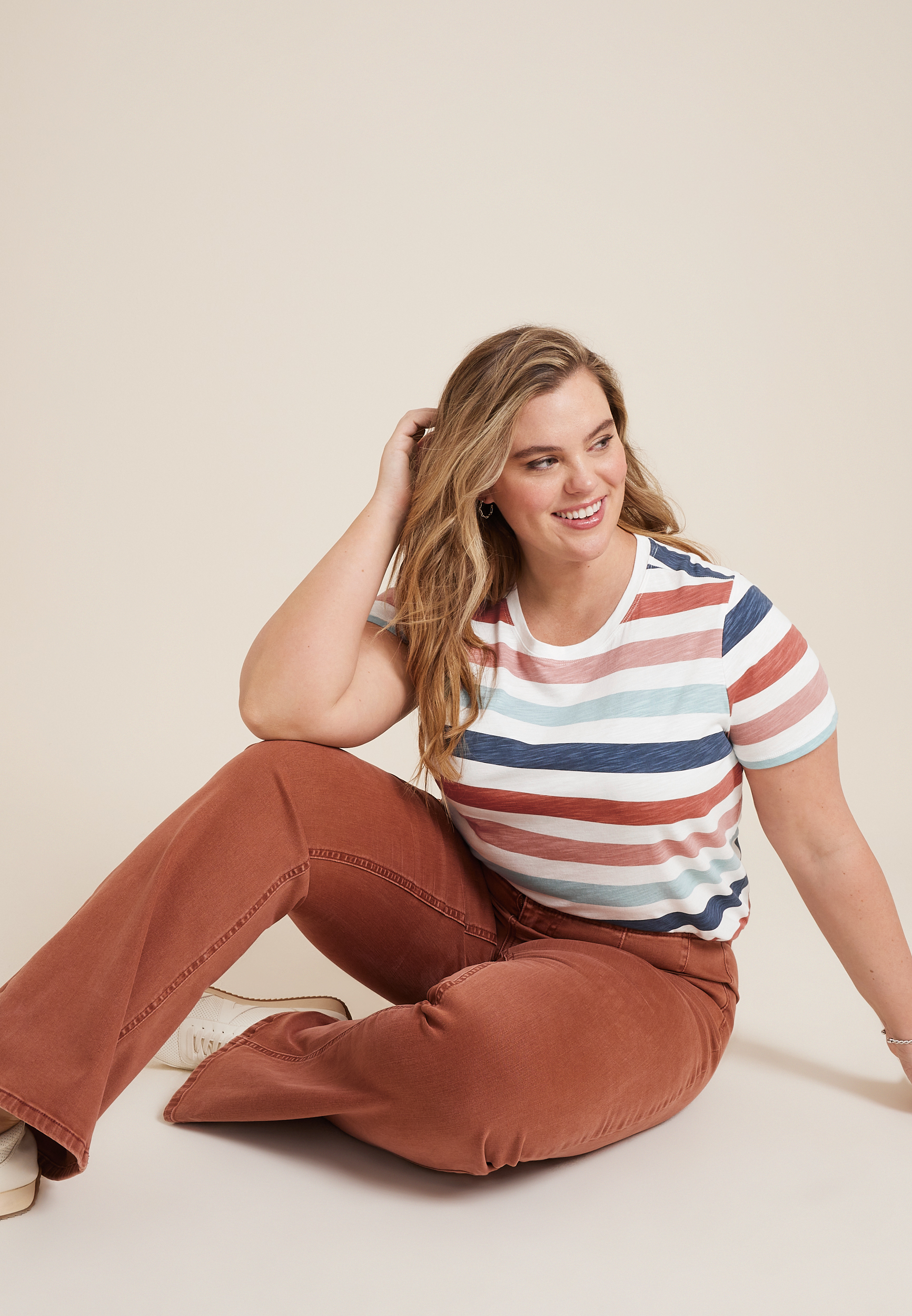 Plus Size 24/7 Dawson Striped Crew Neck Tee, C1524, large