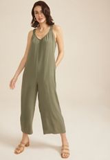 Cool Crepe Jumpsuit, ULTIMATE OLIVE, small