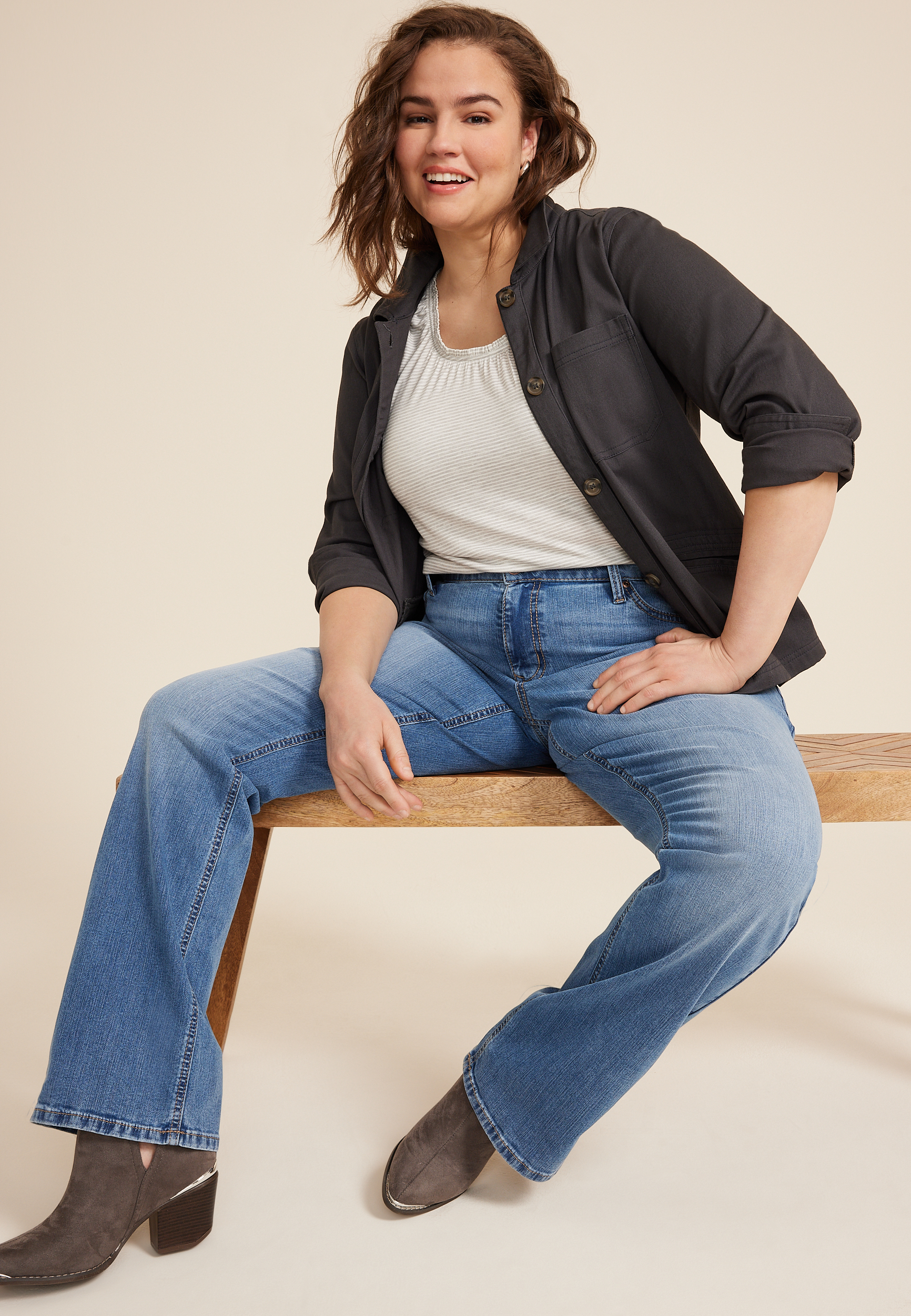 Plus Size m jeans by maurices&trade; Classic Mid Rise Bootcut Jean, MEDIUM SANDBLAST, large