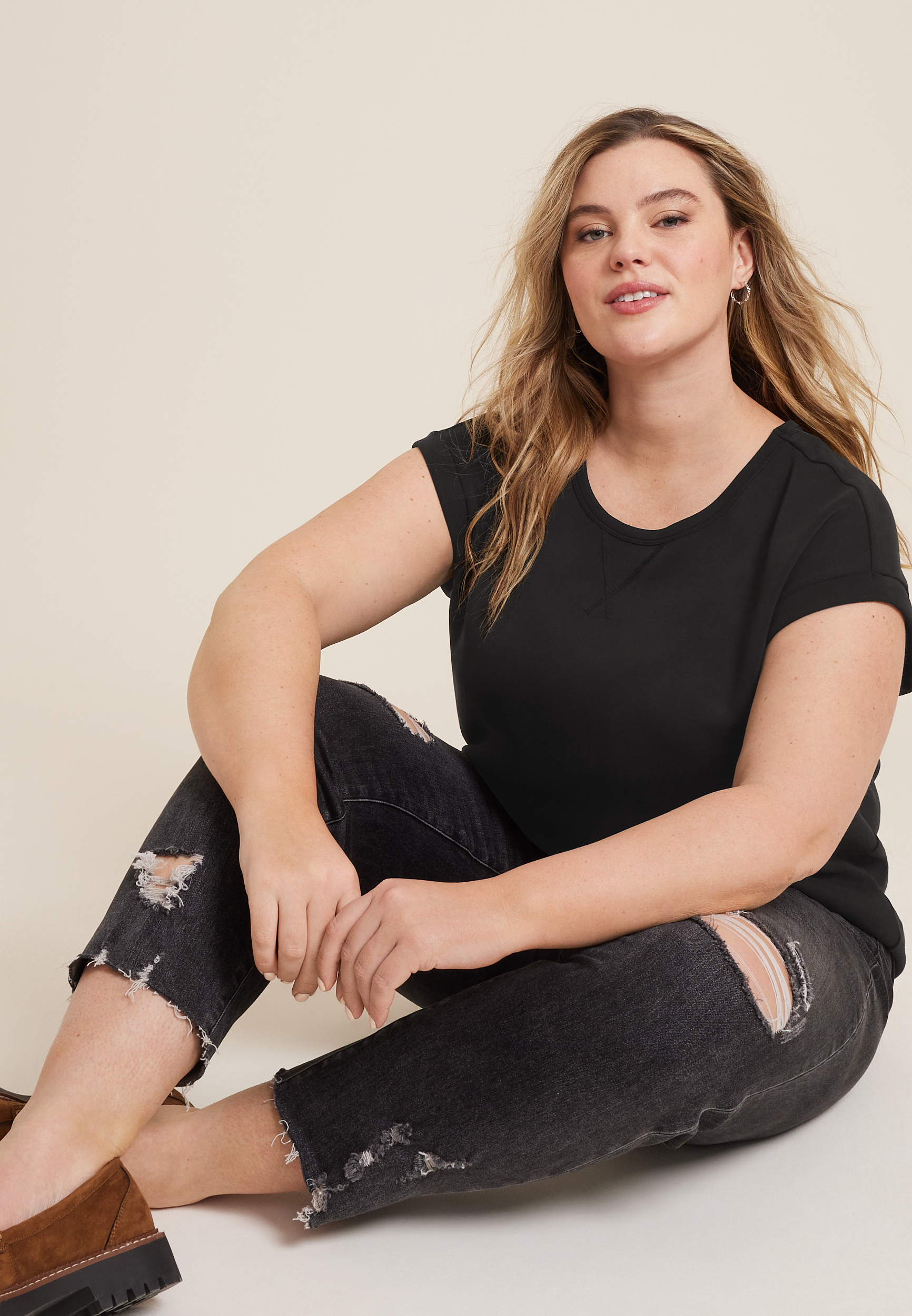 Plus Cloud Scuba Knit Crew Neck Tee
