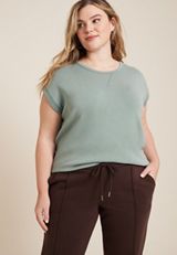 Plus Size Cloud Scuba Knit Crew Neck Tee, C6740, small