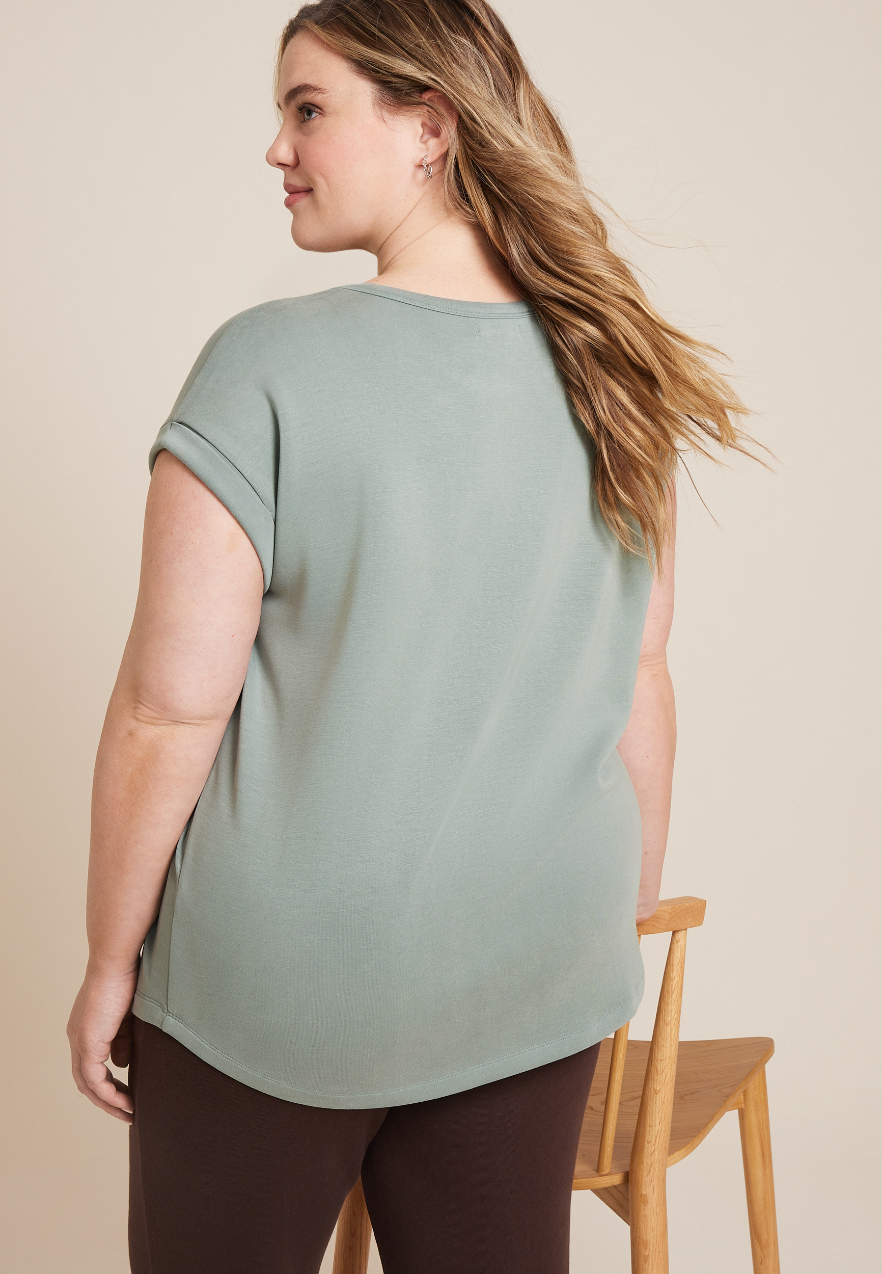 Plus Size Cloud Scuba Knit Crew Neck Tee, C6740, large