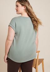 Plus Size Cloud Scuba Knit Crew Neck Tee, C6740, small