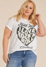 Plus Size I Love Rock And Roll Oversized Fit Graphic Tee, , small