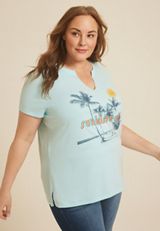 Plus Size Sunkissed Embroidered Classic Fit Graphic Tee, C7136, small