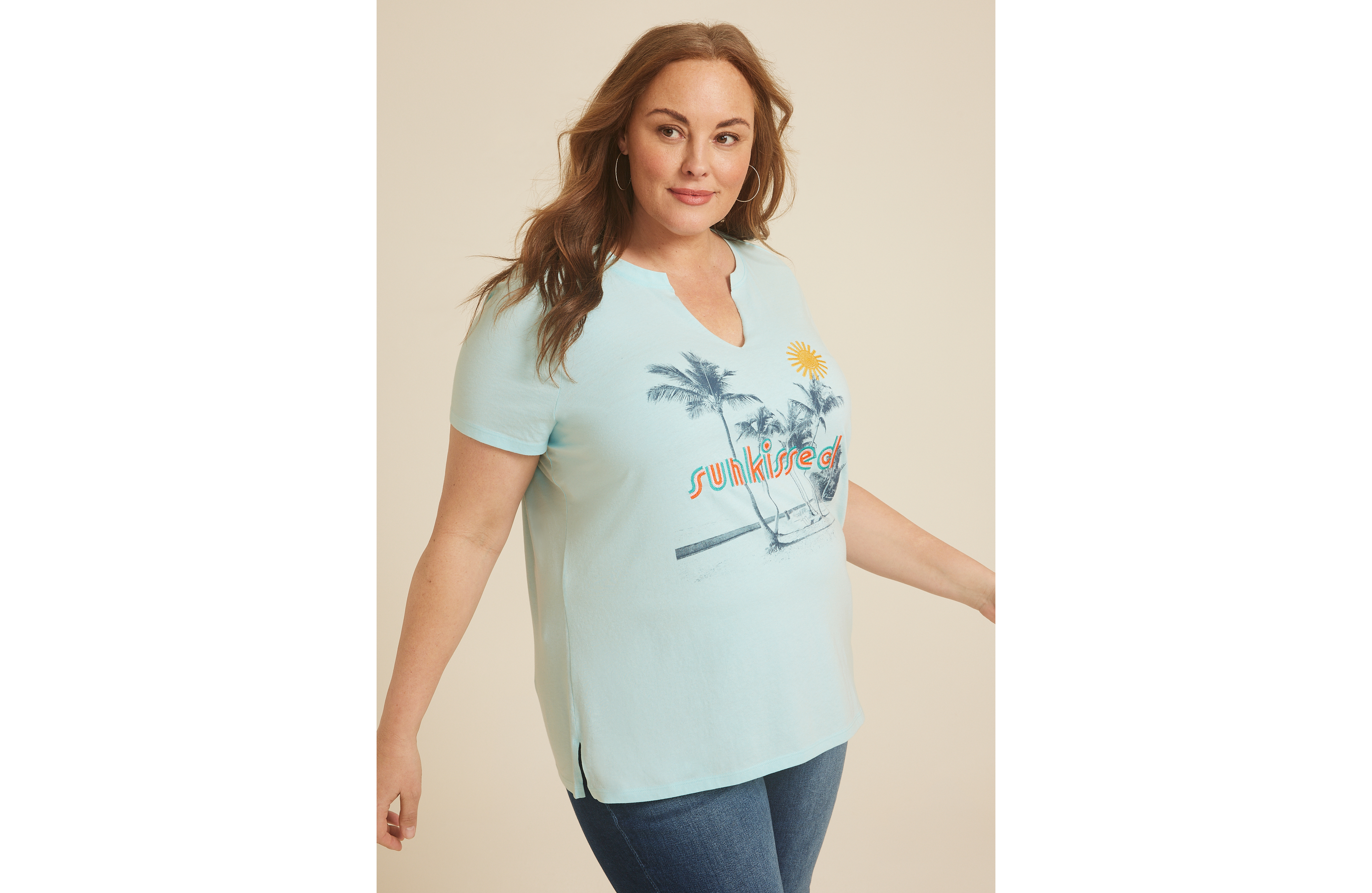 Plus Sunkissed Embroidered Classic Fit Graphic Tee