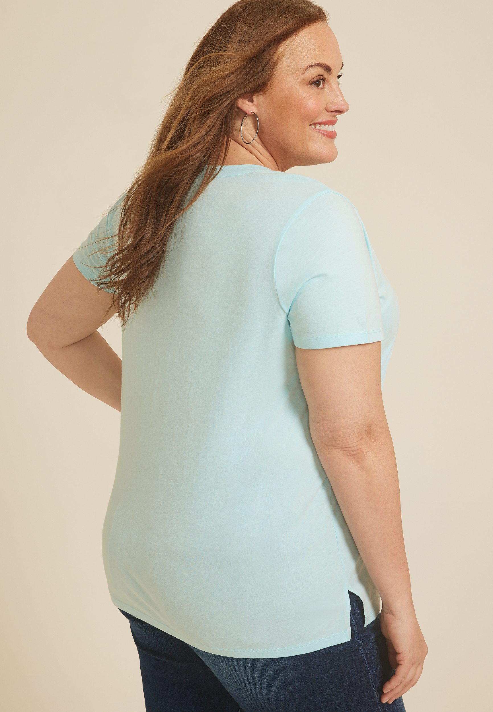 Plus Size Sunkissed Embroidered Classic Fit Graphic Tee, C7136, large
