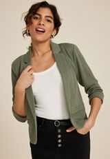 Textured Versa Open Front Cropped Blazer, C4153, small