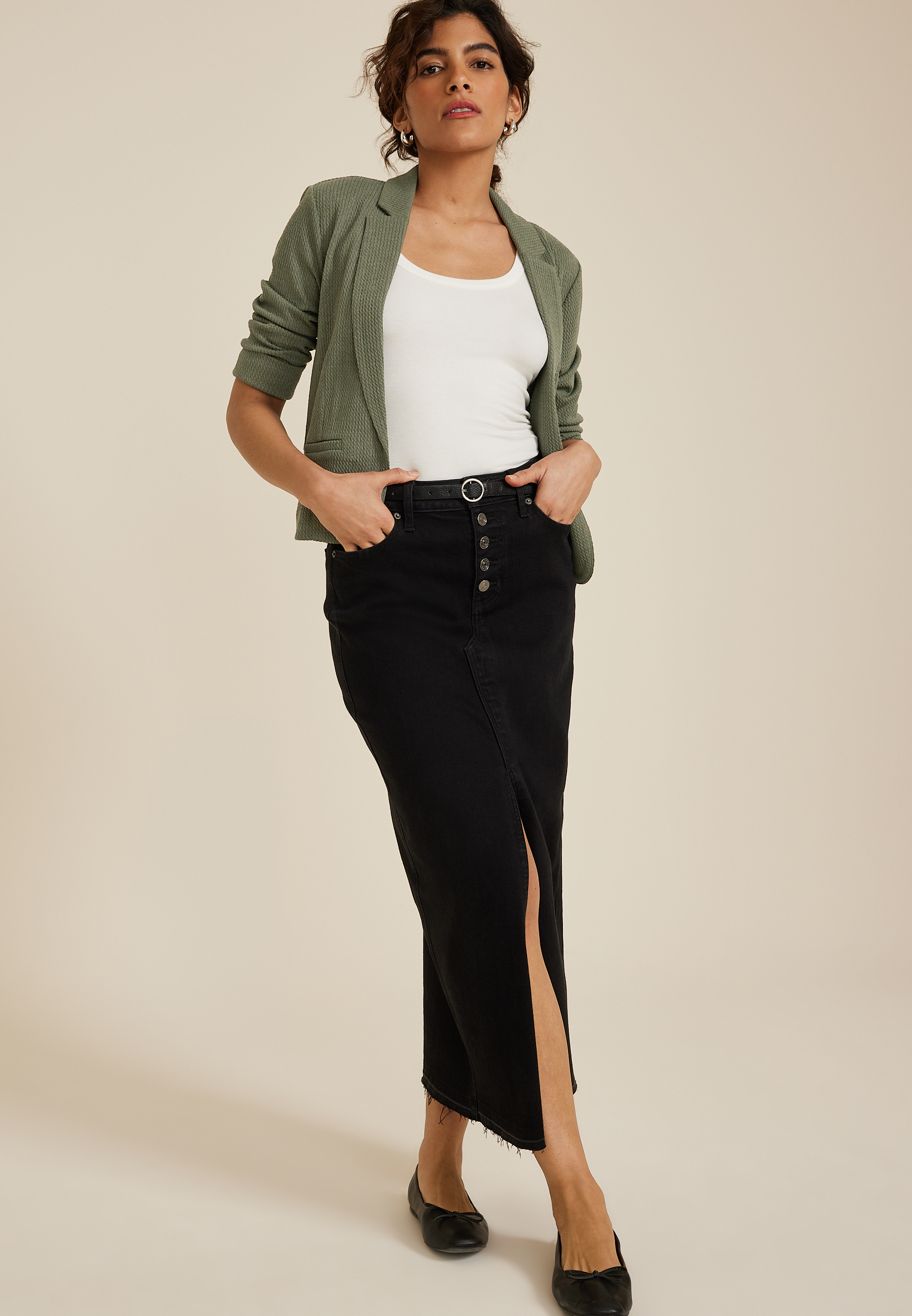Textured Versa Open Front Cropped Blazer, C4153, large