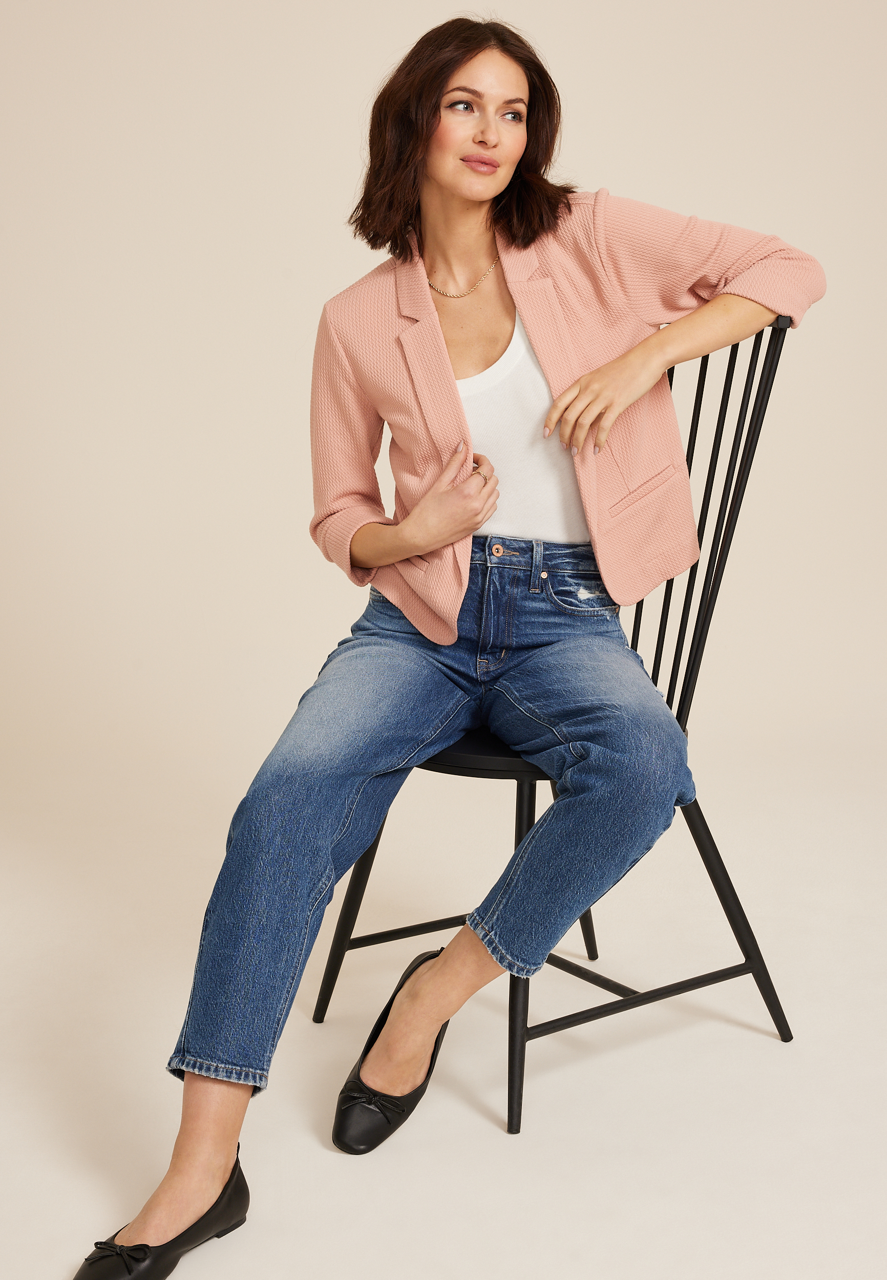 Textured Versa Open Front Cropped Blazer