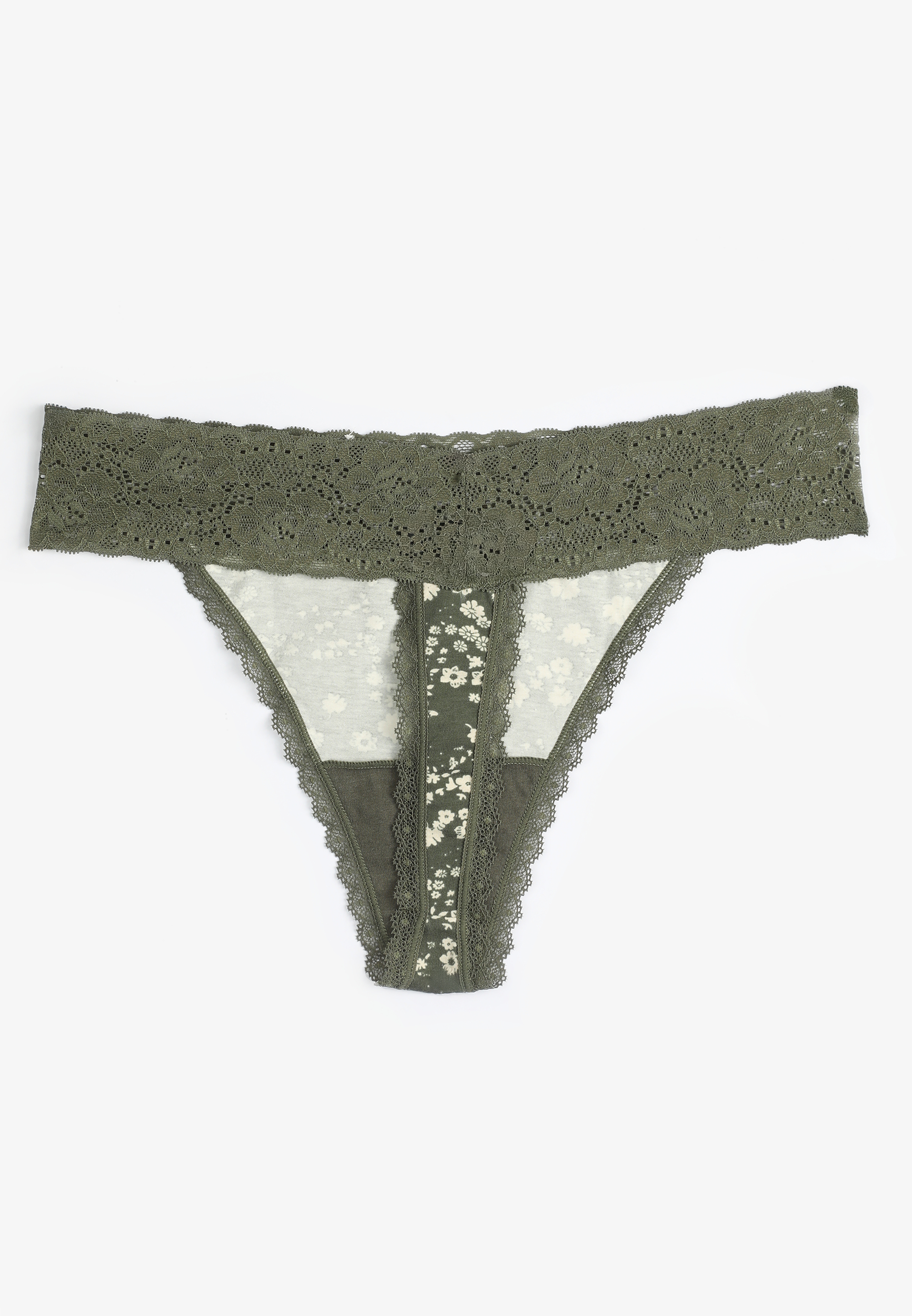 Simply Comfy Cotton Floral Thong Panty, C1829, large