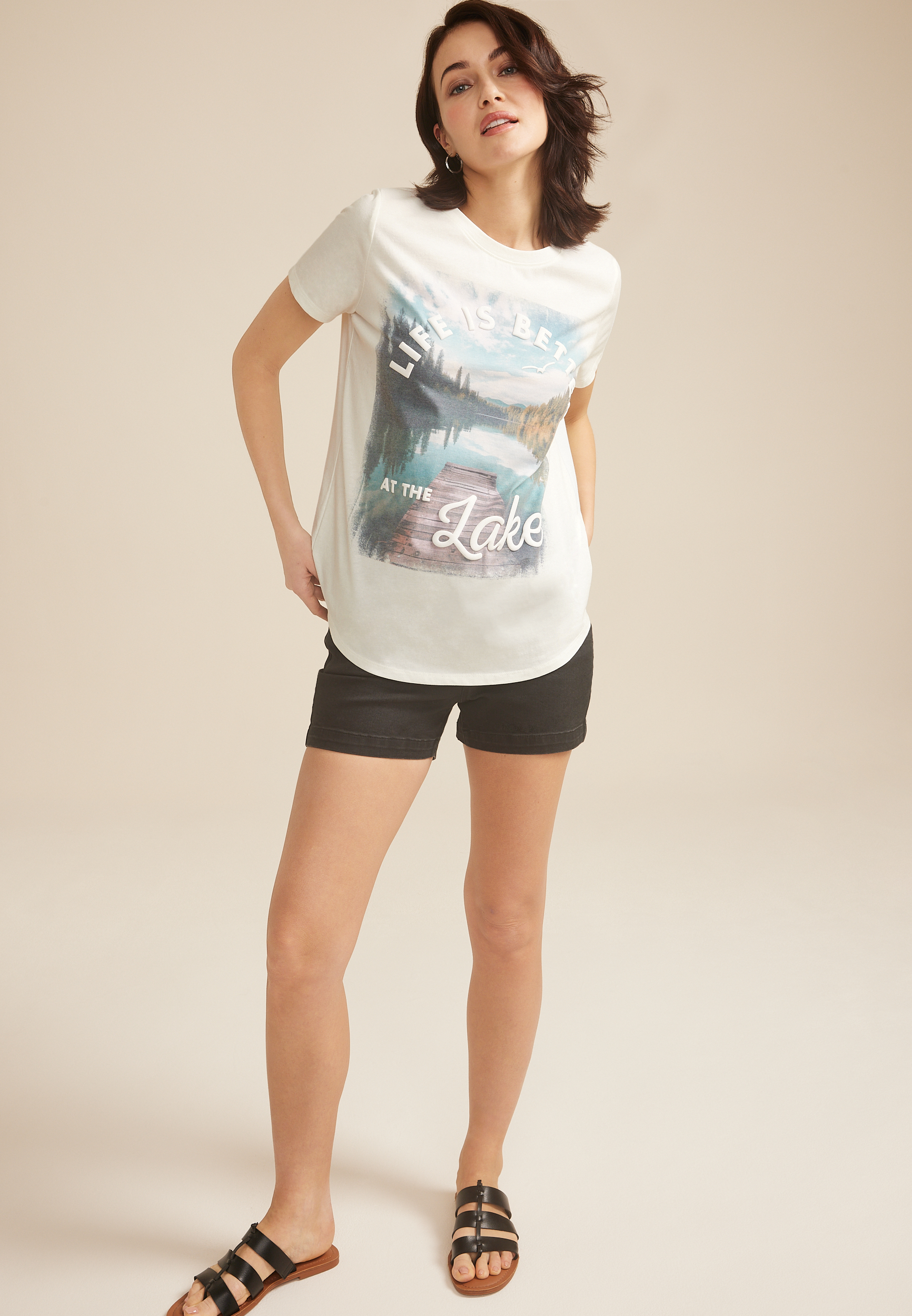 Life Is Better At The Lake Classic Fit Graphic Tee, BRIGHT WHITE, large