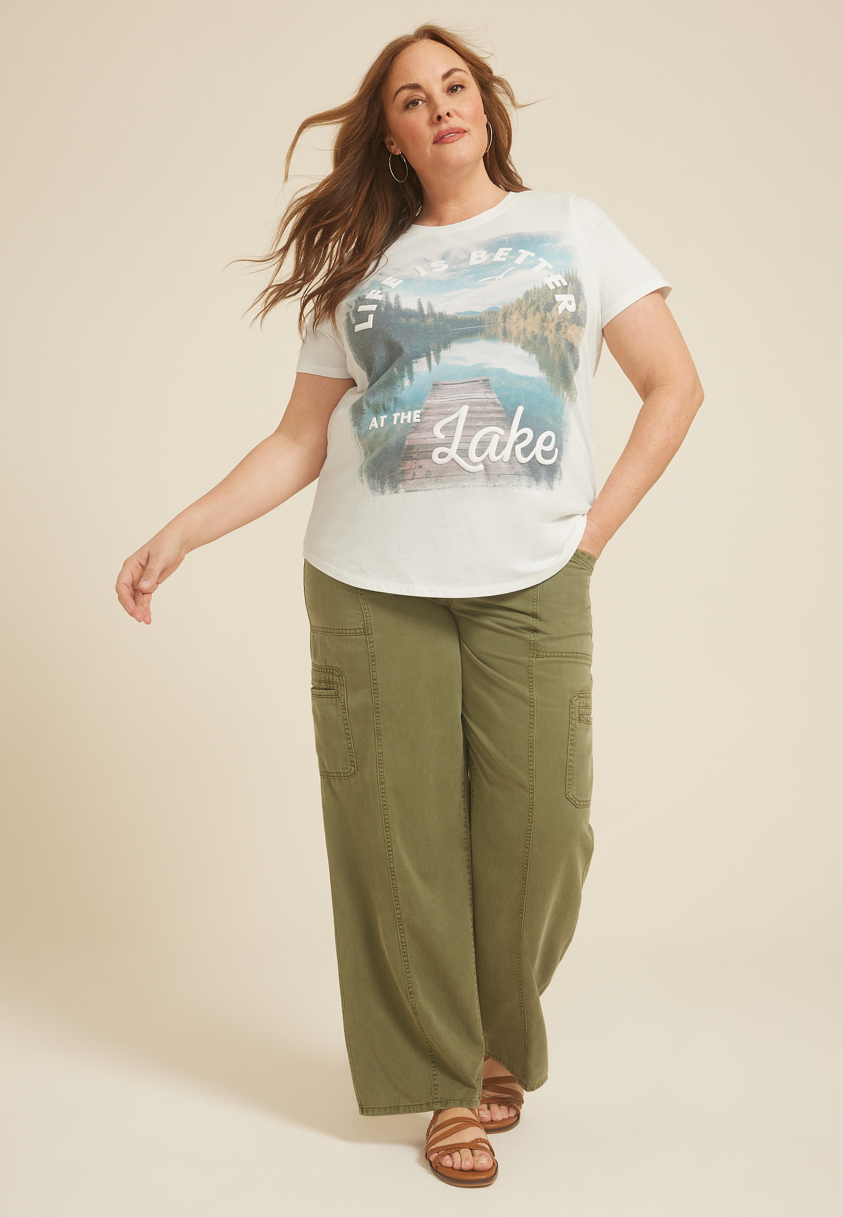 Plus Size Life Is Better At The Lake Classic Fit Graphic Tee, , large