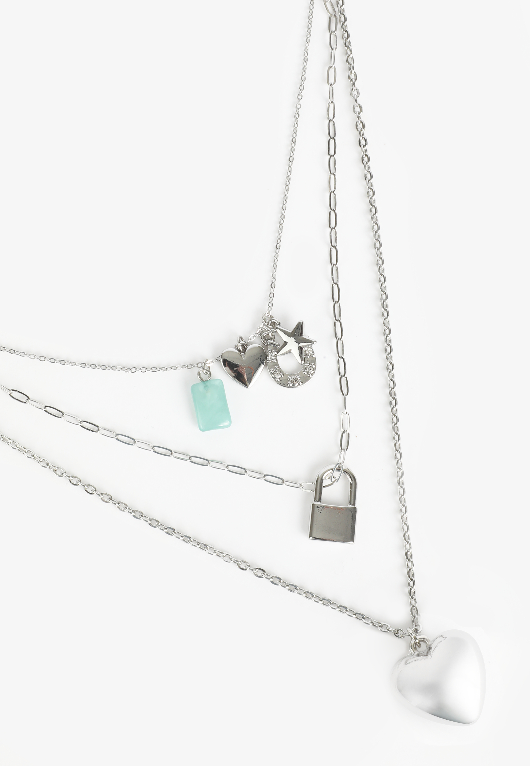 Silver Multi Charm Layered Necklace | maurices