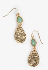 Gold Hammered Teardrops Earrings, C104, small