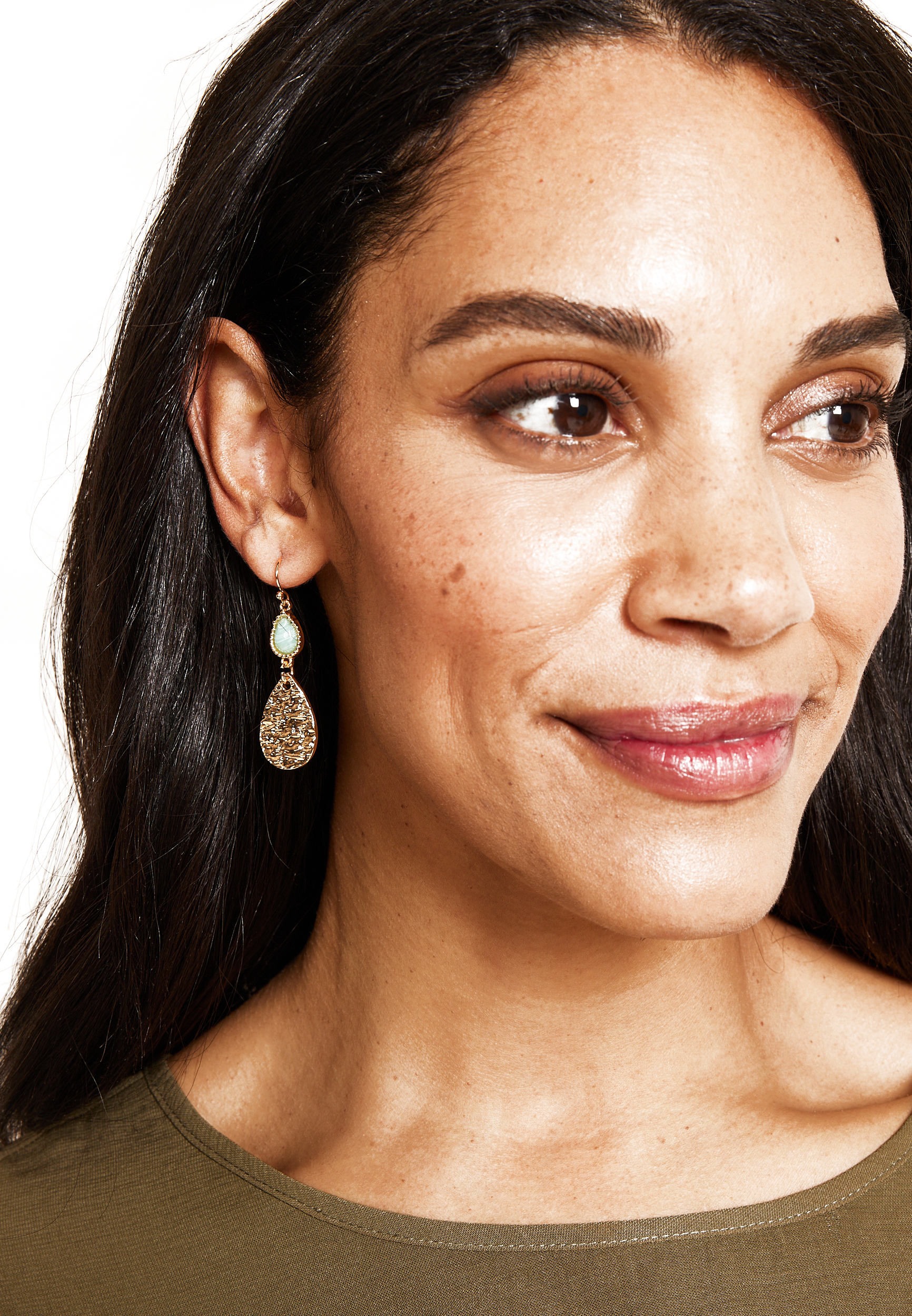 Gold Hammered Teardrops Earrings, C104, large