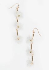 Floral Drop Earrings, WHITE, small