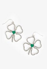 Silver Pave Clover Earrings, C1612, small