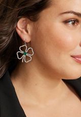 Silver Pave Clover Earrings, C1612, small