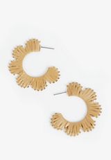 Raffia Wrapped Floral Hoop Earrings, NATURAL, small