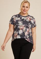Plus Size 24/7 Kennedy Floral Crew Tee, C2722, small