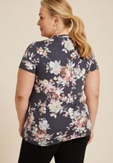 Plus Size 24/7 Kennedy Floral Crew Tee, C2722, small