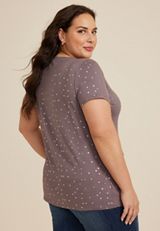 Plus Size 24/7 Kennedy Polka Dot Crew Neck Tee, C2580, small