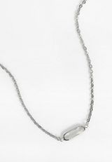 Silver Crystal Bar Necklace, SILVER, small