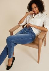 Everflex&trade; High Rise Stacked Waist Double Button Super Skinny Jean, , small