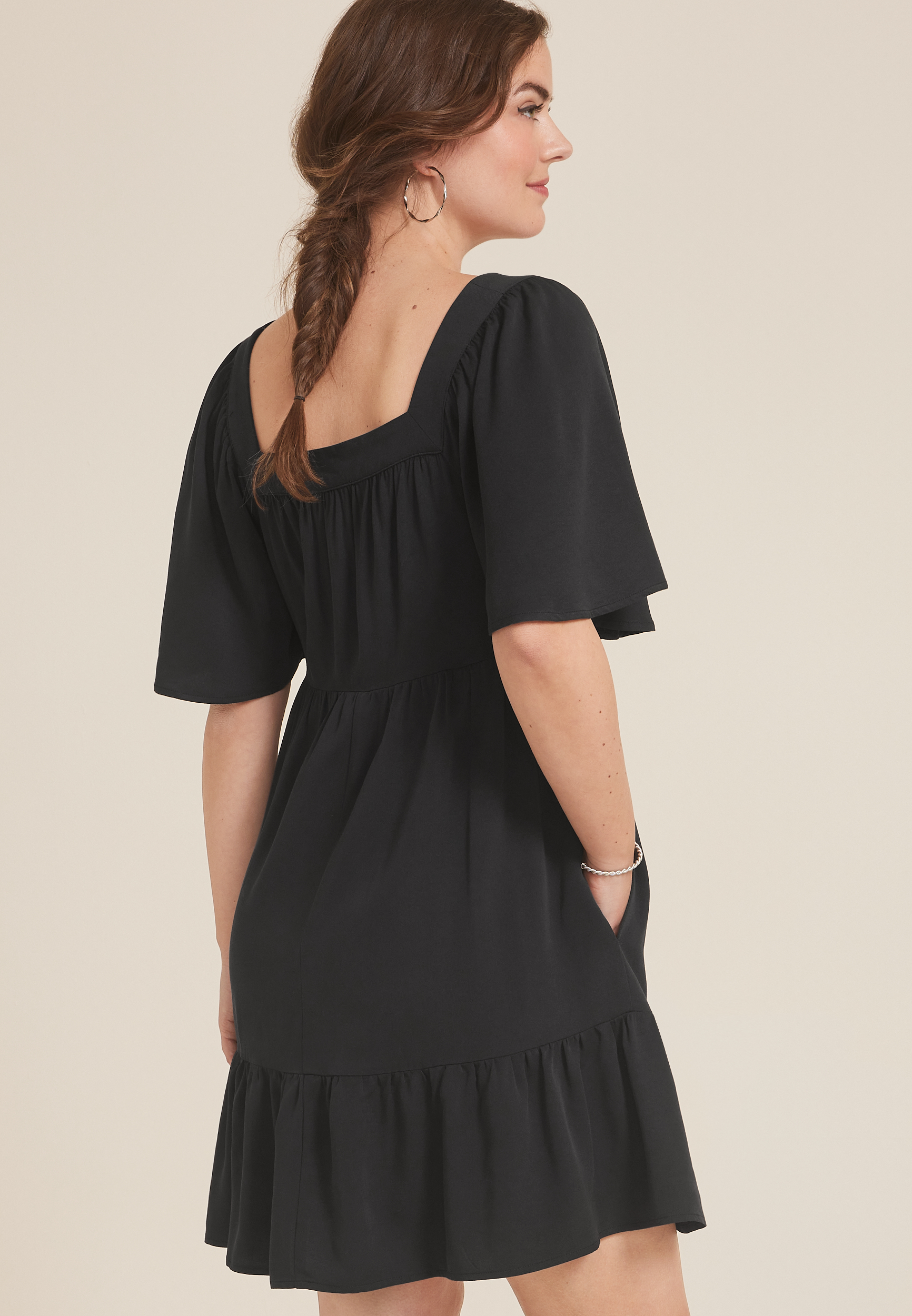Flutter Sleeve Babydoll Dress