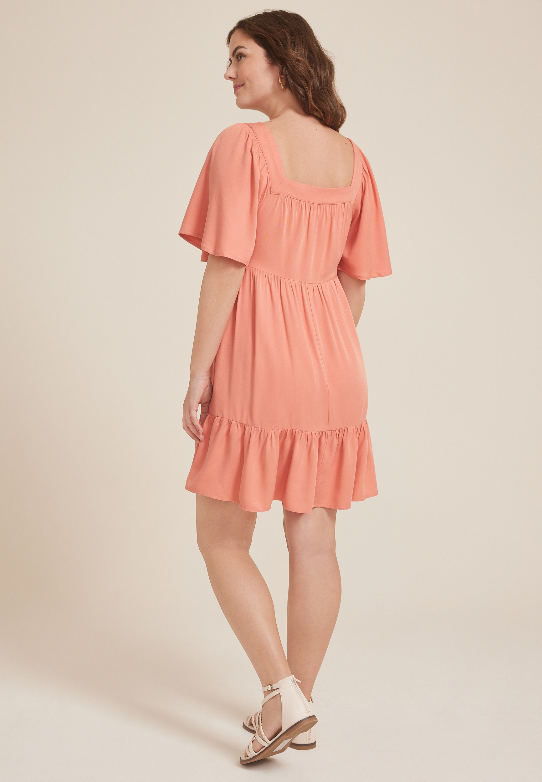 Flutter Sleeve Babydoll Dress, C9782, large