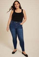 Plus Size Everflex™ Dark High Rise Super Skinny Jean, C258, small