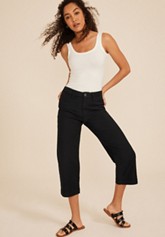 Black Bengaline Straight Leg Pant
