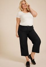 Plus Size Stretch Twill High Rise Wide Leg Pant, C106, small