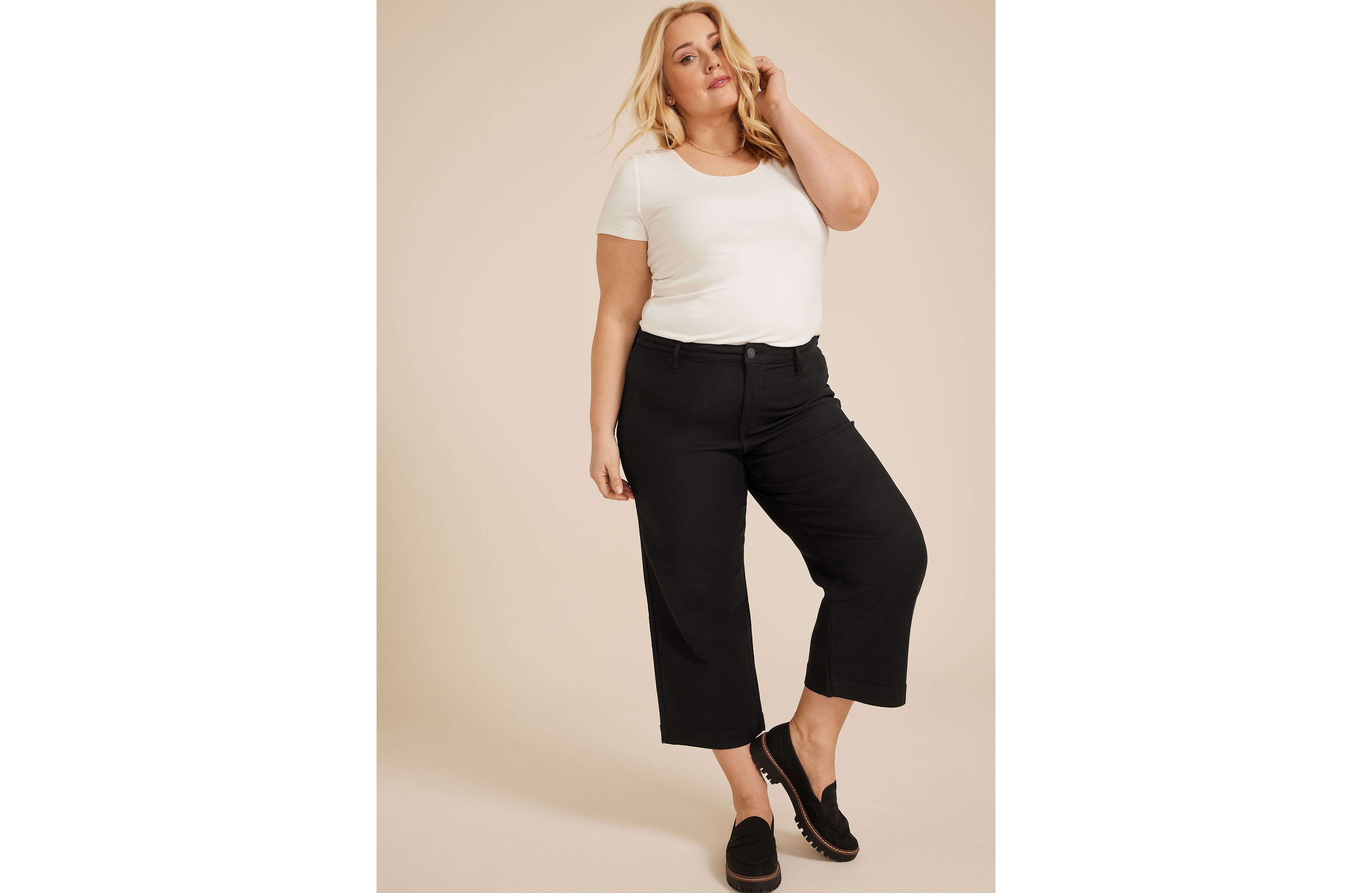 Plus Stretch Twill High Rise Wide Leg Pant