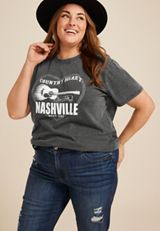 Plus Size Country Heart Nashville Music Fest Oversized Fit Graphic Tee, C106, small