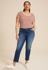 Plus Size m jeans by maurices&trade; Dark Mid Rise Slim Straight Ankle Jean, C258, small