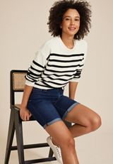 Everflex&trade; High Rise Rolled Hem 8in Bermuda Shorts, , small