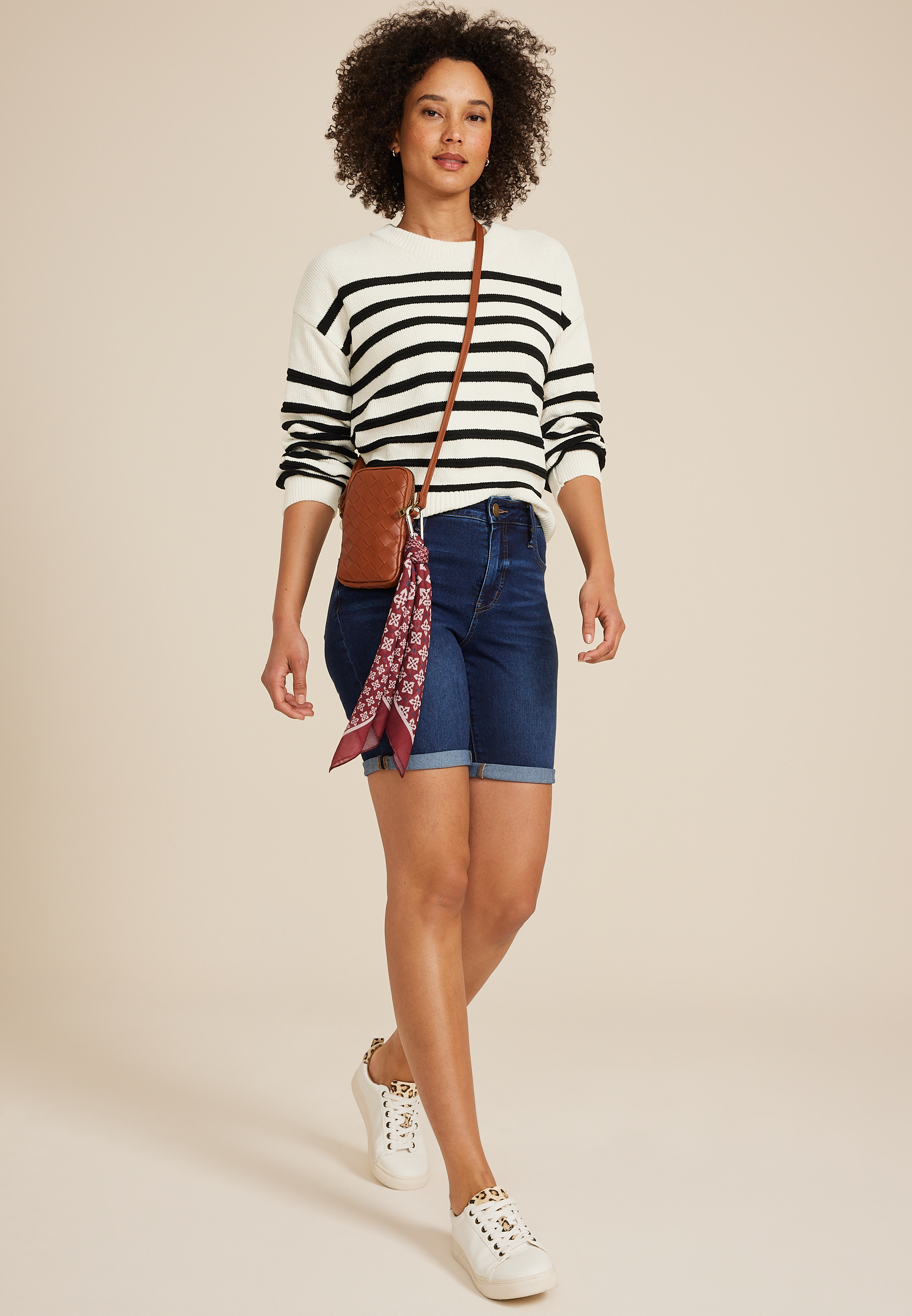 Everflex™ High Rise Rolled Hem 8in Bermuda Shorts